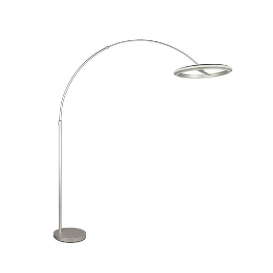 Lámpara de pie LED Amador, color níquel, altura 205 cm, metal