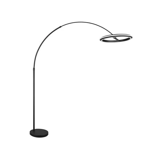 Lámpara de pie LED Amador, negra, altura 205 cm, metal