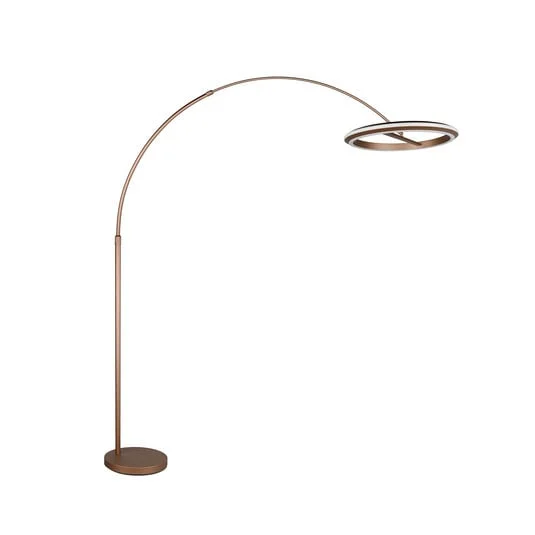 Lámpara de pie LED Amador, marrón café, altura 205 cm, metal