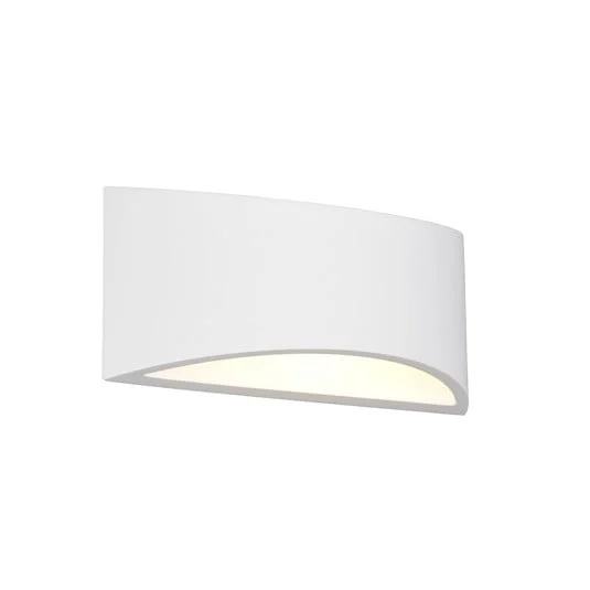 Aplique de pared Wacadia, blanco, ancho 30 cm, yeso