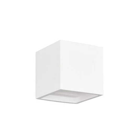 Aplique de pared Dadi, blanco, ancho 11 cm, yeso
