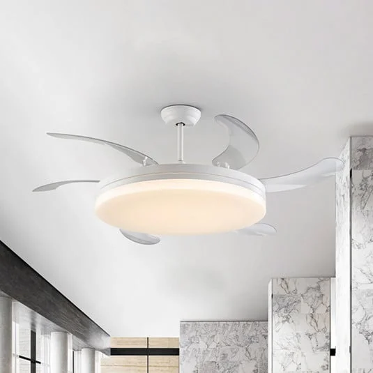 Ventilador de techo LED Vento blanco/transparente, CC Ø 150 cm silencioso