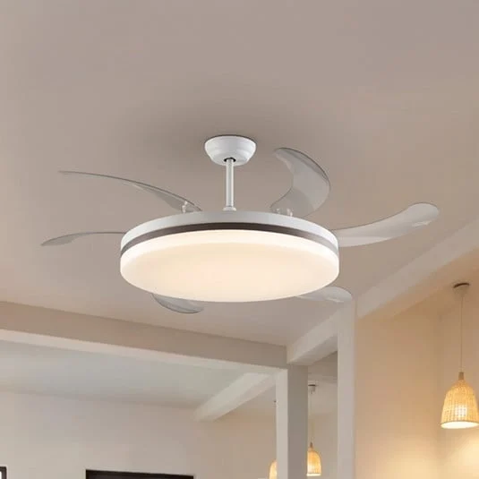 Ventilador de techo LED Vento blanco/bronce/transparente, Ø 150 cm, silencioso