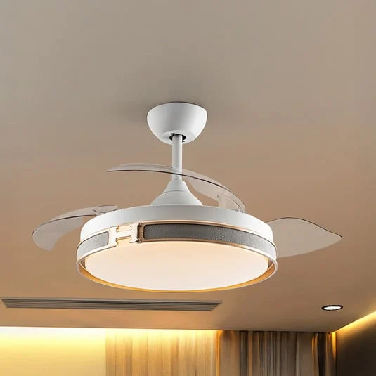 Ventilador de techo LED Herón blanco/dorado/gris/transparente Ø106 cm silencioso