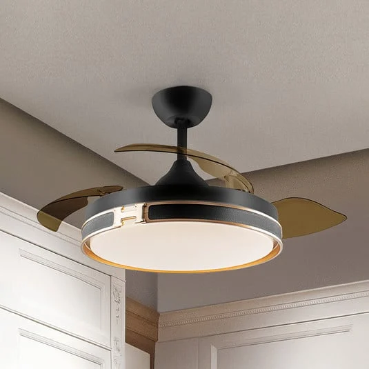 Ventilador de techo LED Herón negro/dorado/ahumado Ø 106 cm silencioso