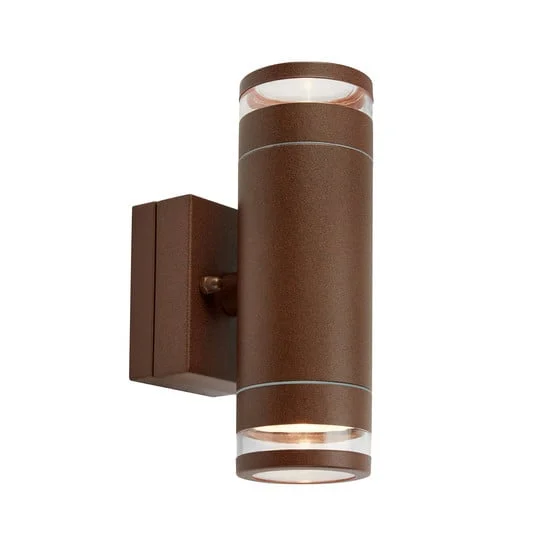 Aplique LED para exterior Luno, marrón, 2 luces, IP65, atenuable.