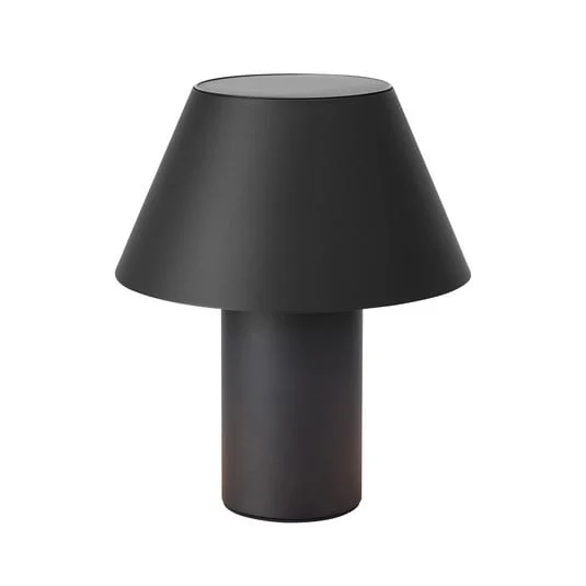 Lámpara de mesa solar LED Vivo, negra, IP44, altura 30 cm, atenuable.