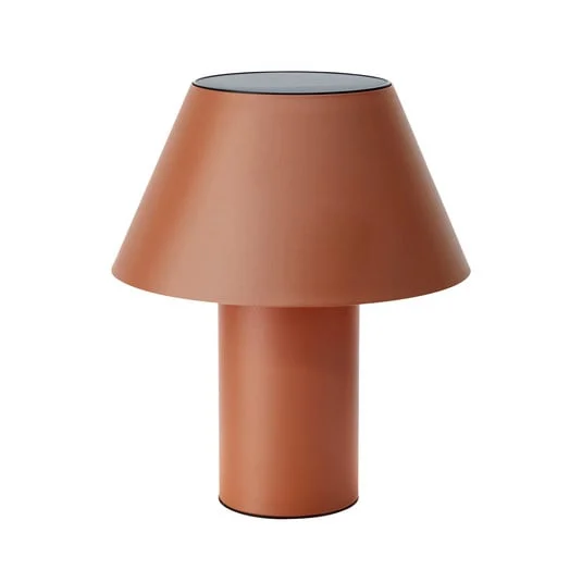 Lámpara de mesa solar LED Vivo, marrón, IP44, altura 30 cm, atenuable.