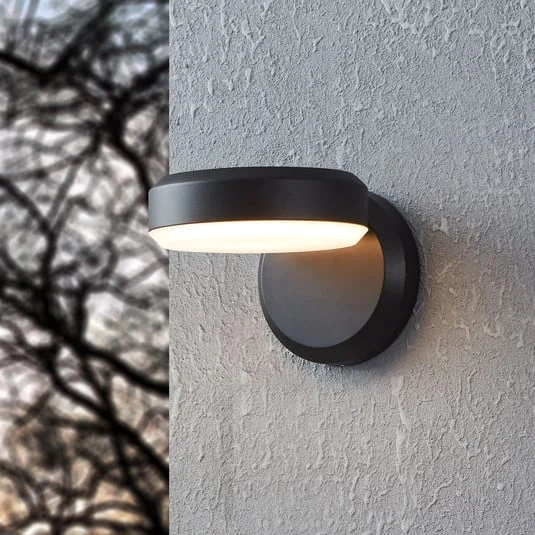 Aplique LED para exterior Fornaci, negra, 16 cm de ancho, metal
