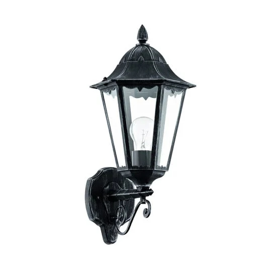 Aplique para exterior Navedo, negro/plata, altura 47 cm, con luz hacia arriba