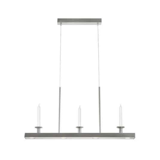Lámpara colgante LED Dining, níquel, hierro, longitud 82 cm, atenuable.