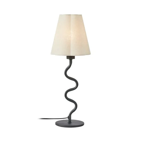 Lámpara de mesa Veya, negro/beige, lino, altura 41 cm, E14