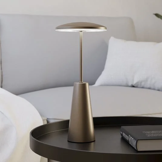 Lámpara LED recargable Piccola, color bronce, altura 28 cm, IP54