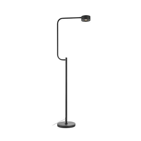 Lámpara de pie LED Hugo, negra, hierro, altura 130 cm, atenuable.