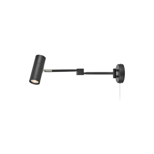 Aplique de pared LED Arlo, negra, enchufe, longitud 55 cm, atenuable.