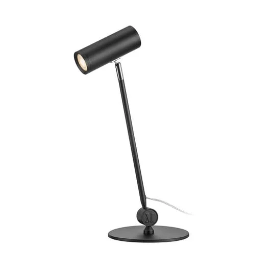 Lámpara de mesa LED Arlo, negra, hierro, altura 52,8 cm, atenuable.