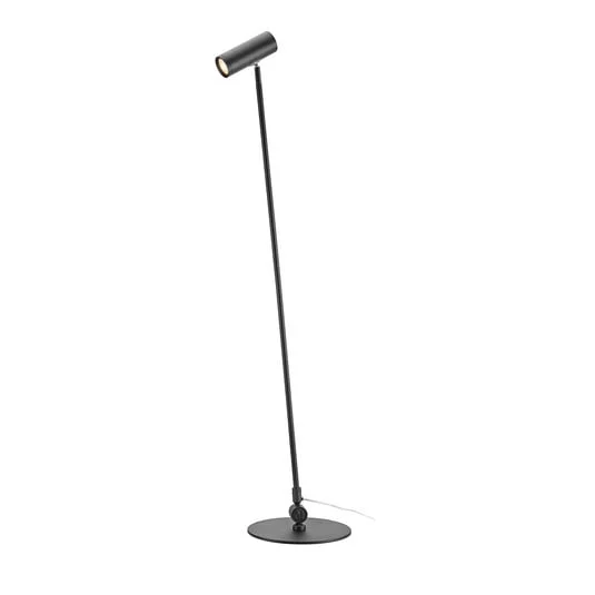 Lámpara de pie LED Arlo, negra, hierro, altura 132 cm, atenuable.