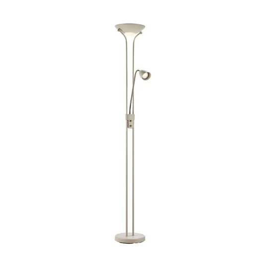 Lámpara LED de pie Modu, beige, brazo de lectura LED, altura 180 cm, atenuable.