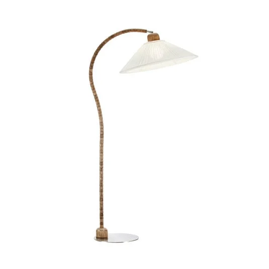 Lámpara de pie Esset, marrón/blanco, madera, altura 150 cm