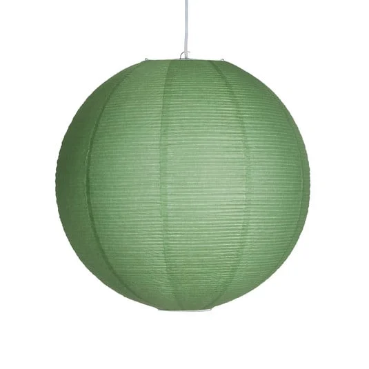 Lámpara colgante Haru, verde, Ø 50 cm, papel, E27, cable blanco