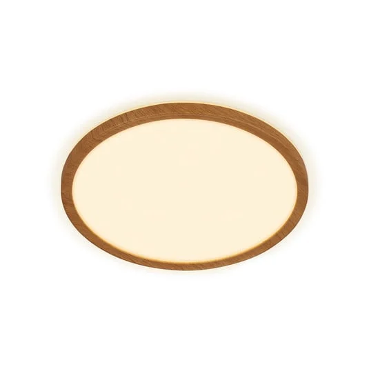 Plafón LED Tava Wood, Ø 29 cm, plástico, 3000 K