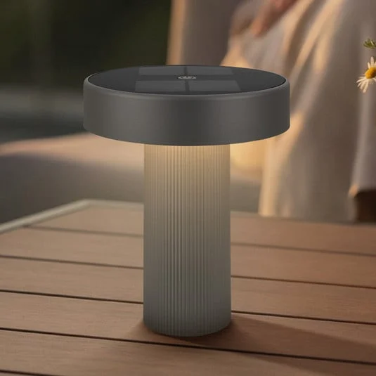 Lámpara de mesa solar recargable LED Poga, antracita, plástico, IP44