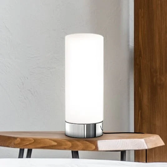 Lámpara de mesa Gari, altura 24,5 cm, cromado/blanco, cristal, E14