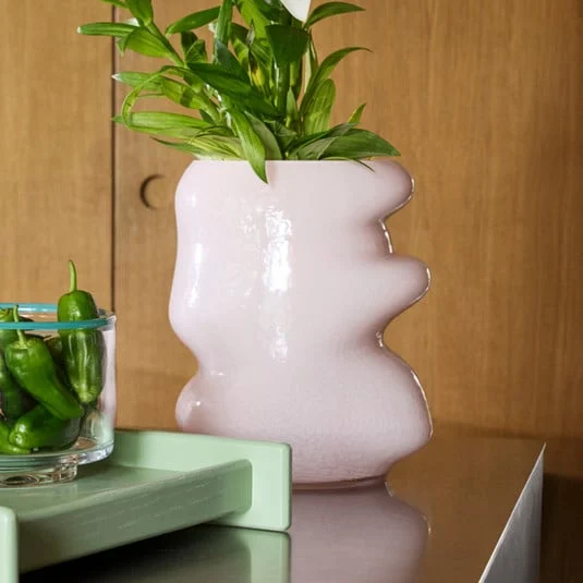 Jarrón Lote, color rosa, altura 25 cm, cristal