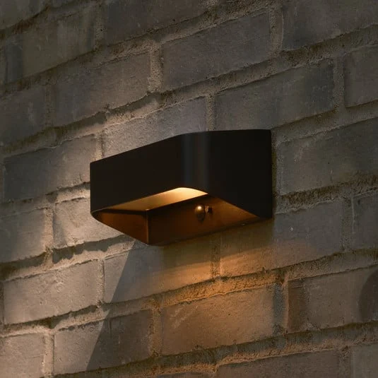 Aplique LED para exterior Marcellio, negro, con sensor, IP54