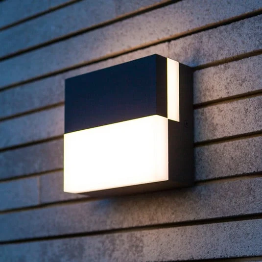 Aplique LED para exterior DOMINO, gris oscuro, 14 x 14 cm, IP65