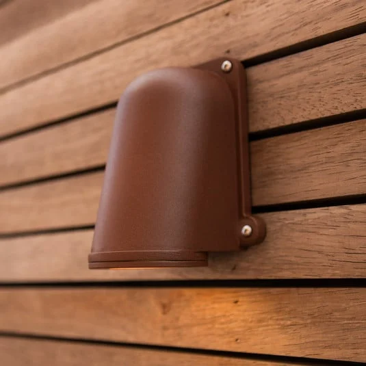 Aplique de exterior ANCOR, marrón, altura 15 cm, metal, GU10 IP54
