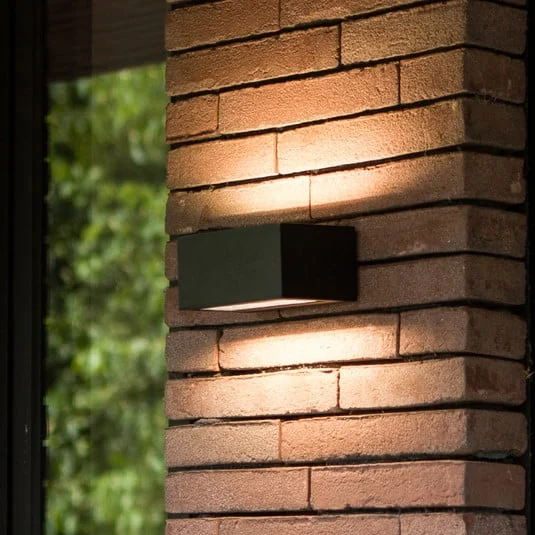 Aplique LED para exterior GEMINI, negro, 14 cm, IP54, luz hacia arriba/hacia