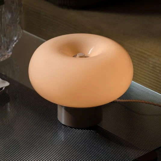 Lámpara de mesa Malti, cristal, beige, Ø 27,5 cm, E27