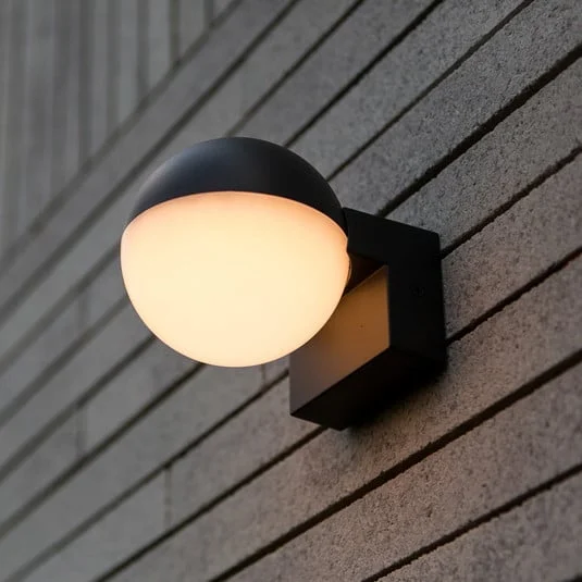 Aplique LED para exterior LOOMA, gris oscuro, Ø 10 cm, metal, IP54