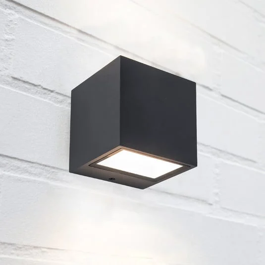 Aplique LED para exterior GEMINI, gris oscuro, 9 x 9 cm, IP54, luz hacia