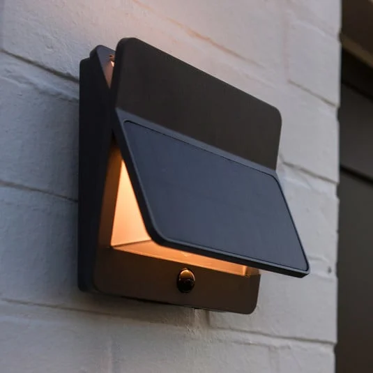 Aplique LED para exterior ALETA, gris oscuro, 18 cm, con sensor, IP54
