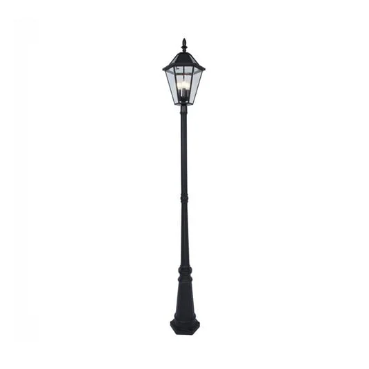 Lámpara exterior LED solar LONDON, negra, altura 227 cm, IP44