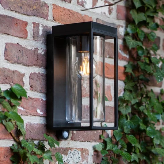 Aplique de exterior solar FLAIR, negra, 29 cm, con sensor, IP44