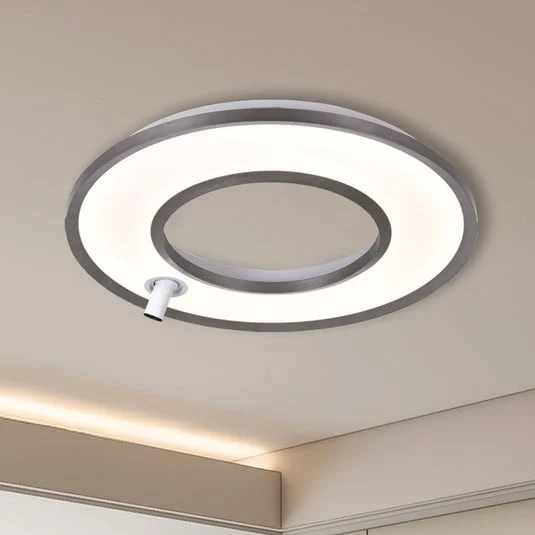 Lámpara LED de techo Valeria, gris cepillado, Ø 60 cm, metal