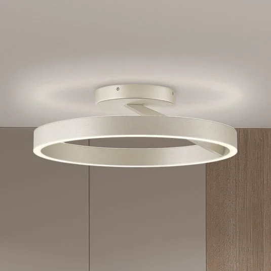 Lámpara LED de techo Saturn, Ø 50 cm, color crema y plateado, metal