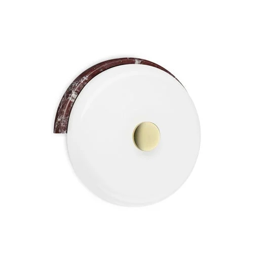 Aplique de pared LED Trip, burdeos/blanco, mármol, cristal, 2700 K