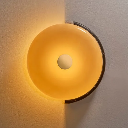 Aplique de pared LED Trip, marrón/blanco, mármol, cristal, 2700 K
