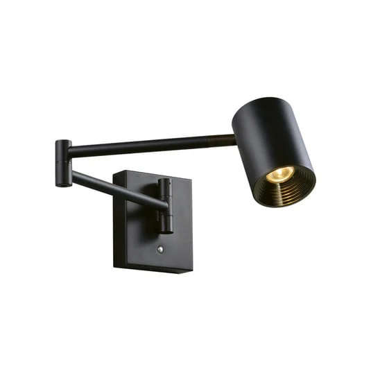 Aplique de pared LED Melina, negro, proyección de 55 cm, metal, atenuable