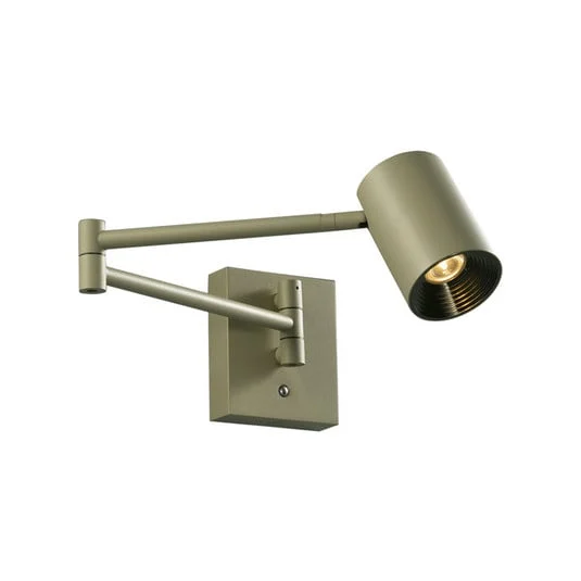 Aplique de pared LED Melina, verde oliva, profundidad 55 cm, metal, atenuable