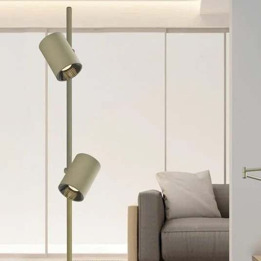 Lámpara de pie LED Melina, verde oliva, altura 162 cm, metal, atenuable