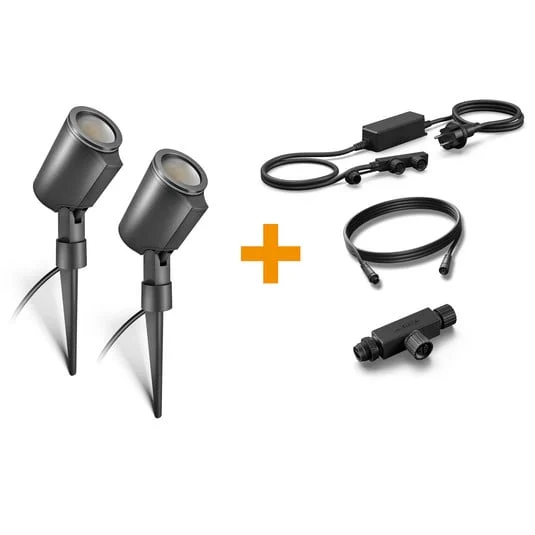 Kit de inicio Spot C de STEINEL, negro, aluminio, IP65, RGBWW