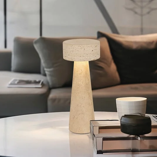 Lámpara de mesa LED Serenity, color beige, altura 31 cm, piedra