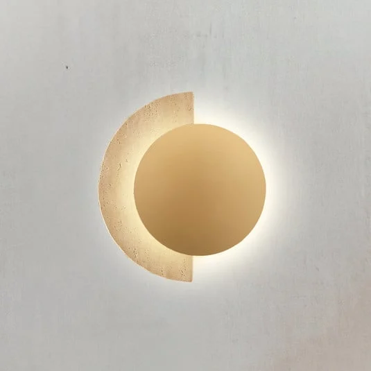 Aplique de pared LED Miranda, color dorado/beige, altura 25 cm, piedra