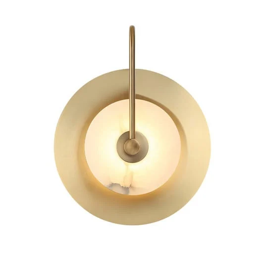 Aplique de pared LED Samira, latón, Ø 25 cm, piedra sintética/metal