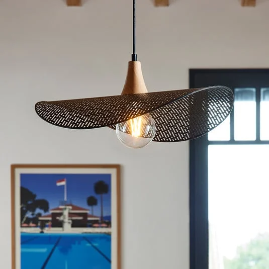 Lámpara colgante Honu, negra, Ø 48 cm, metal